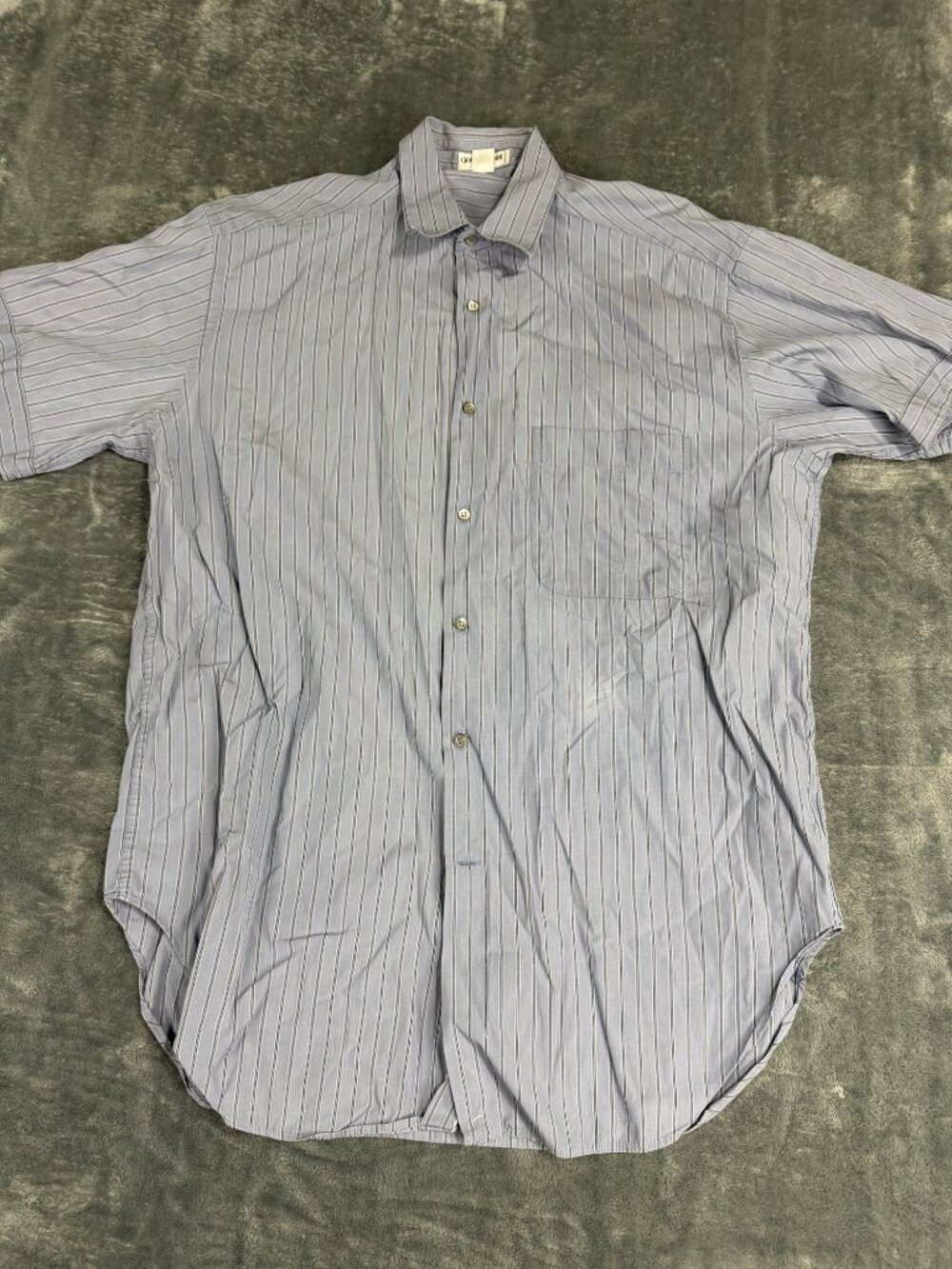 Giorgio Armani Le Collezioni Mens Blue Pinstriped Button-Up Shirt Size 15 38